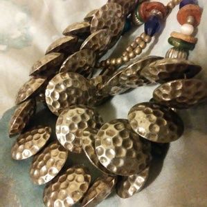 Hammered Aluminum Puffy Disc Necklace